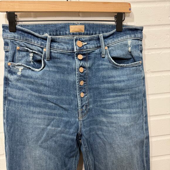 Mother The Pixie Dazzler Sz 30 Ankle Fray Boogie Down Blue High Rise Stretch - Picture 8 of 16